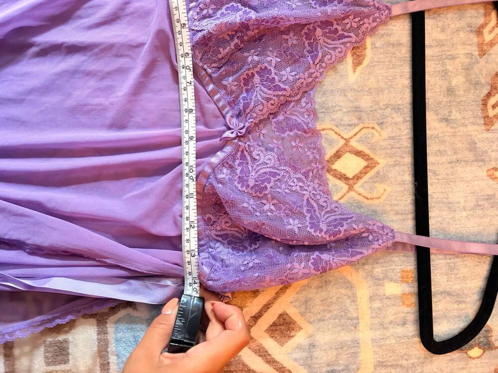 Fredericks of Hollywood Lingerie Babydoll Tank Purple Sheer Ribbon Trim - Picture 12 of 13